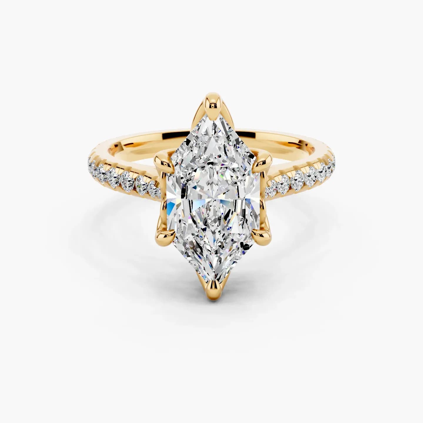 1.50Ct Dutch Marquise Cut Engagement Ring | Round Side Stone | Anniversary Gift | Gift For Her | Pave Diamond Band Ring