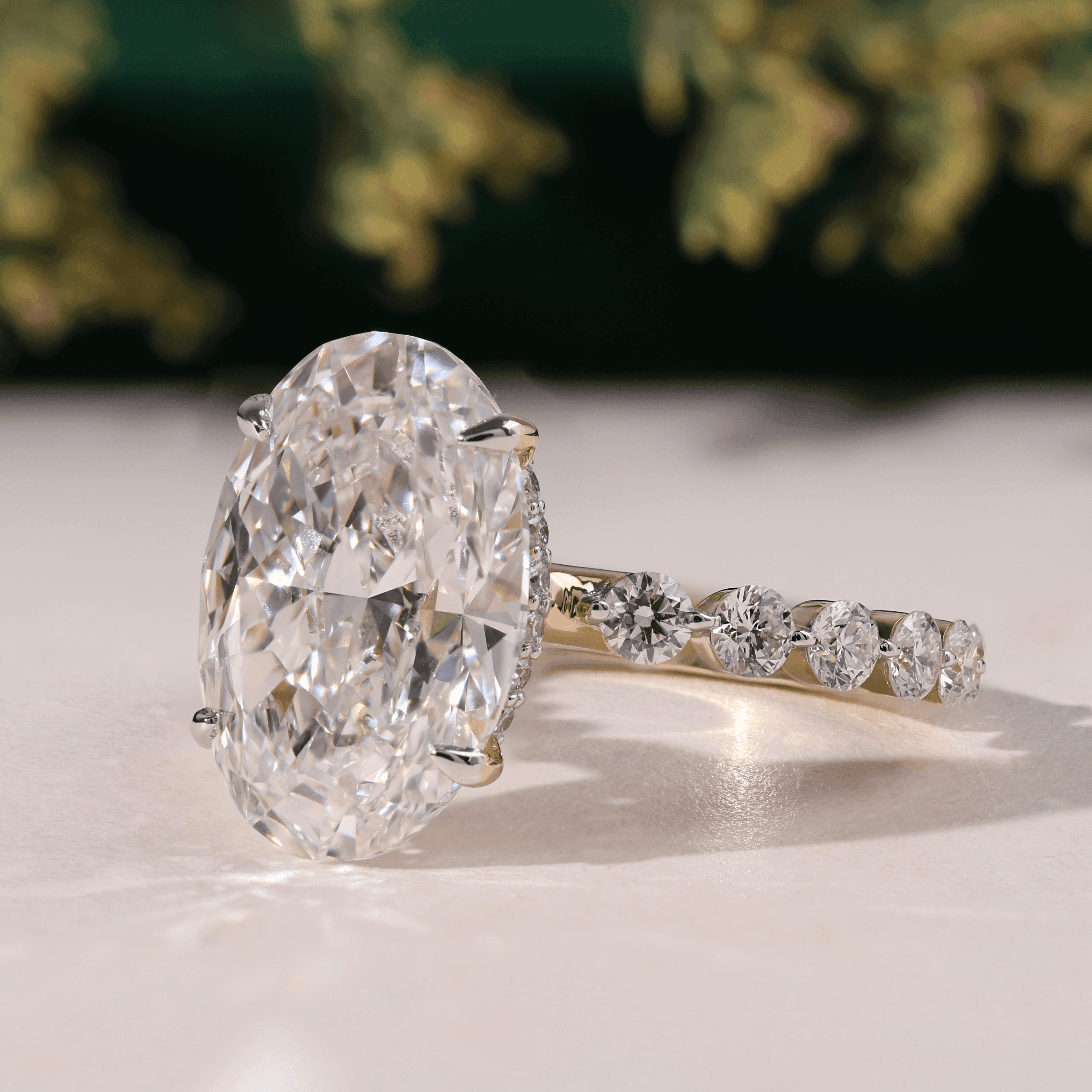 2.00CT Oval Cut Engagement Ring | Floating Diamond Band Ring | Promise Ring Gift for Her