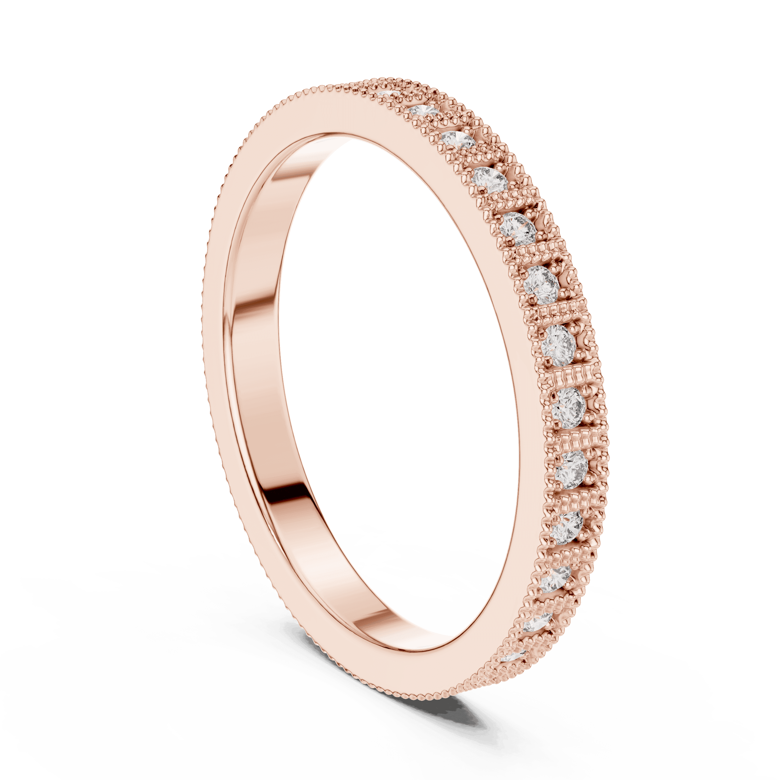 Elegant Micro-Pavé Diamond Eternity Band Ring in Rose Gold