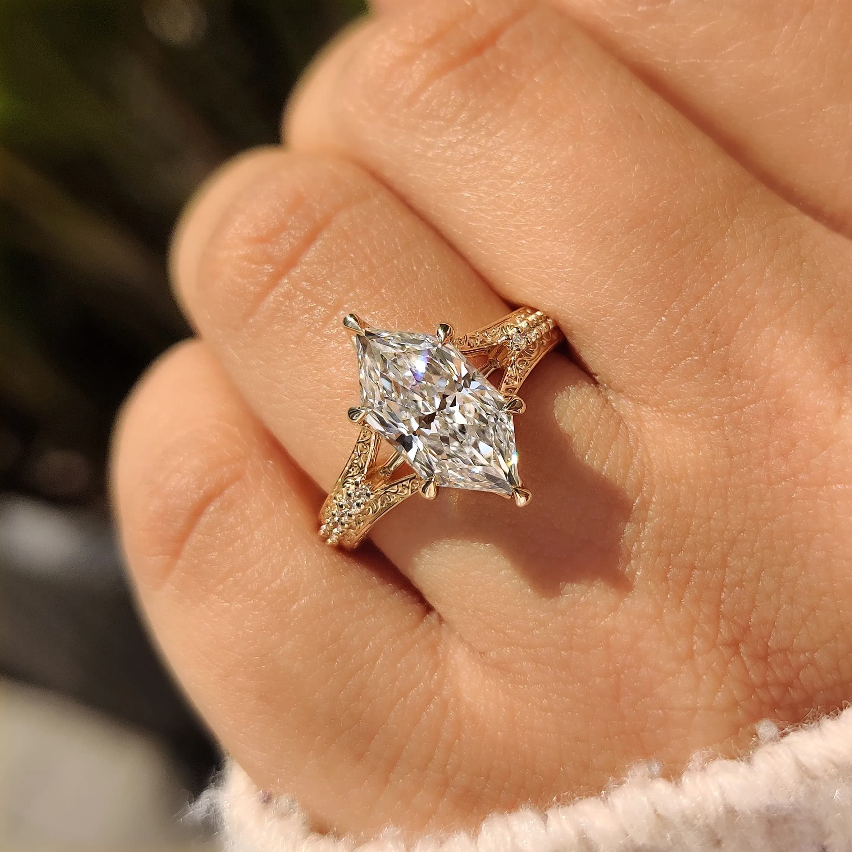 Art Deco Dutch Marquise Engagement Ring in Vintage Style