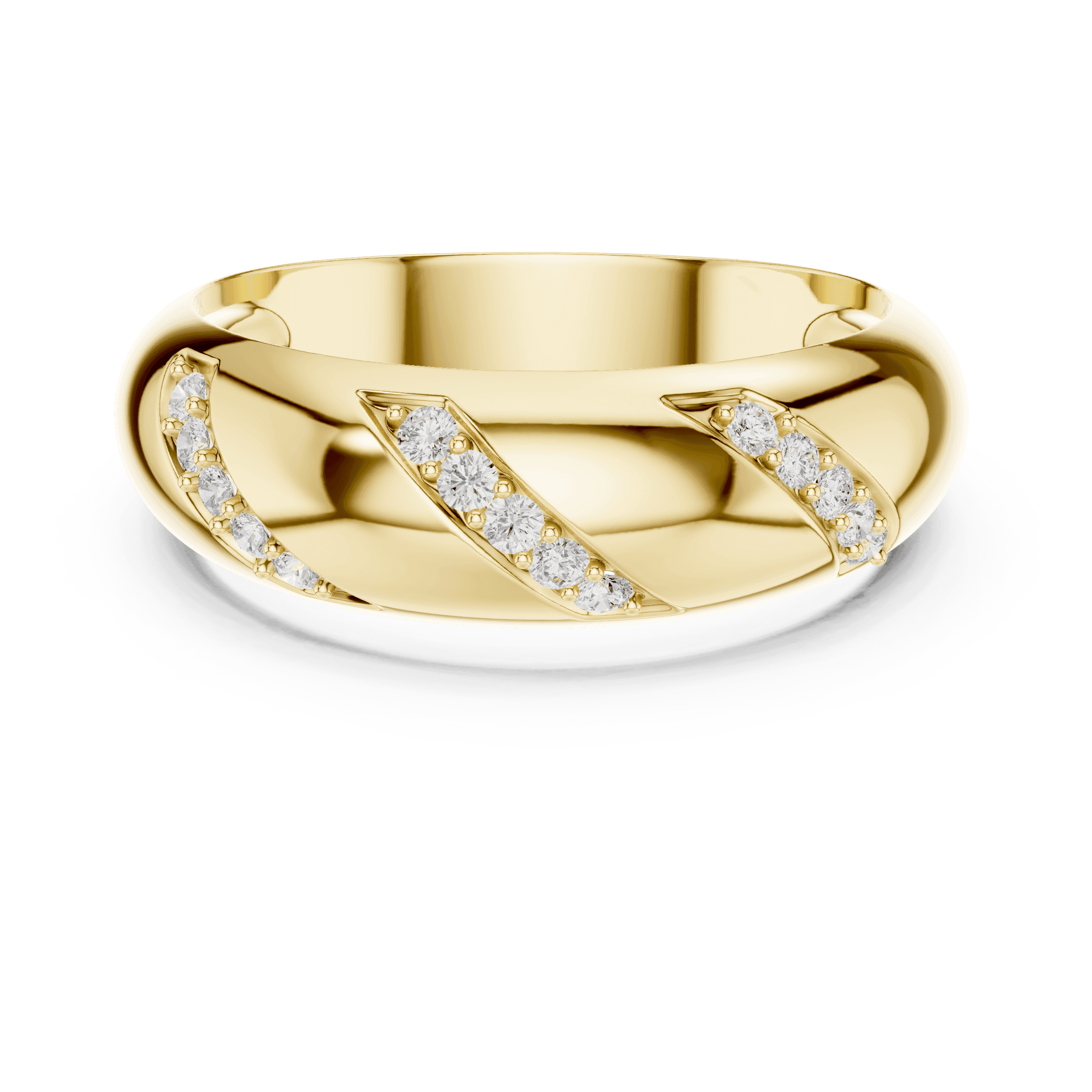 Men’s Rose Gold Diamond Band Ring – Pavé Set Diagonal Design | UK Made Luxury Jewellery | 9kt | 14kt | 18kt | platinum